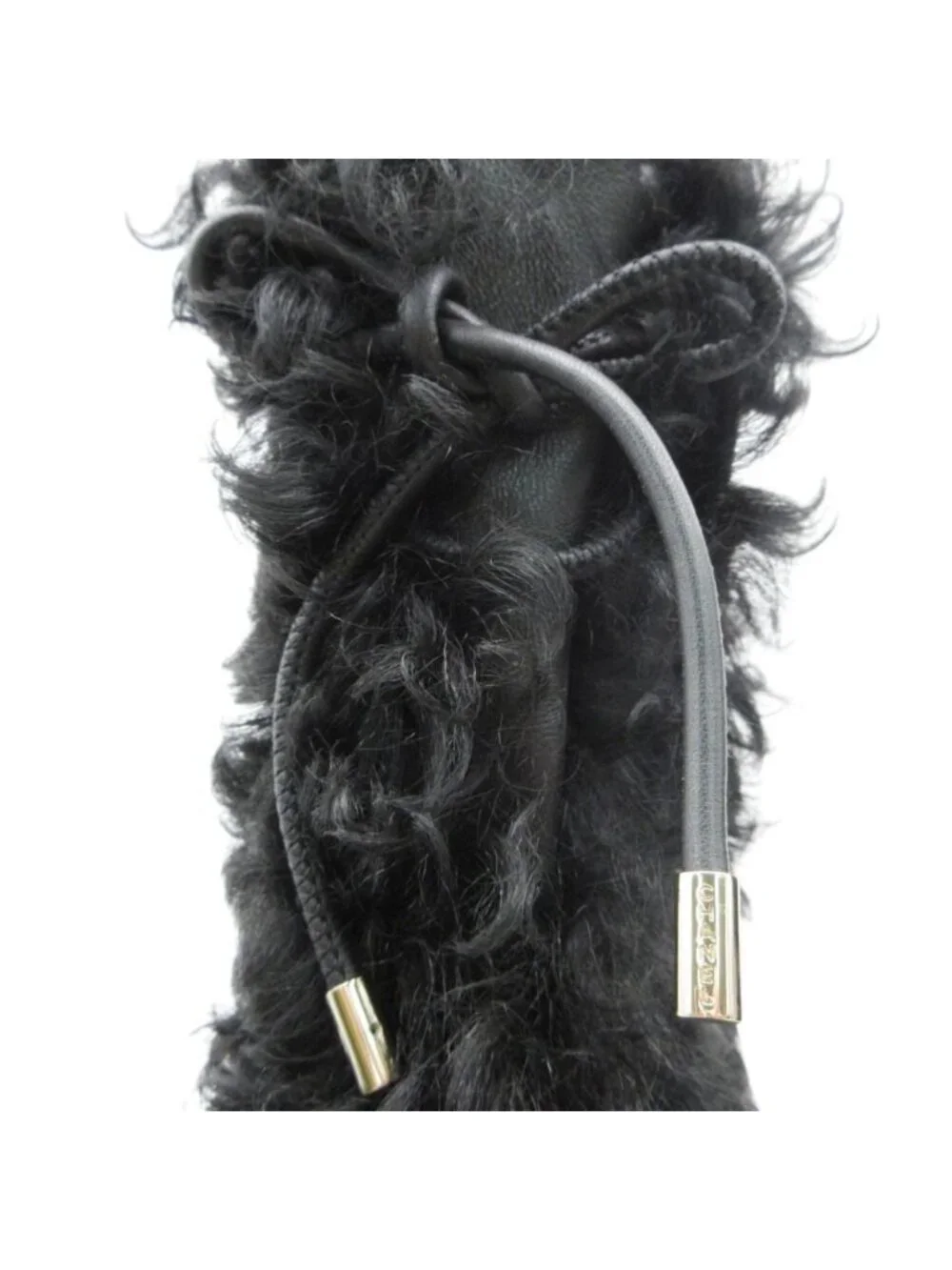 Chanel Boots Shearling Sheepskin CC Logo Shoes Black 37c